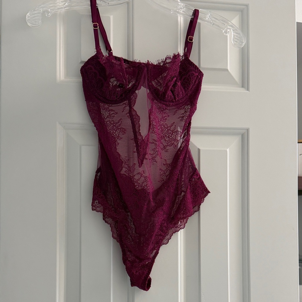 NWOT Victoria’s Secret Lace Bodysuit in Deep Burgundy